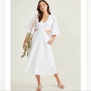 NWT Altar’d State white cutout peasant midi dress large pockets cotton sz